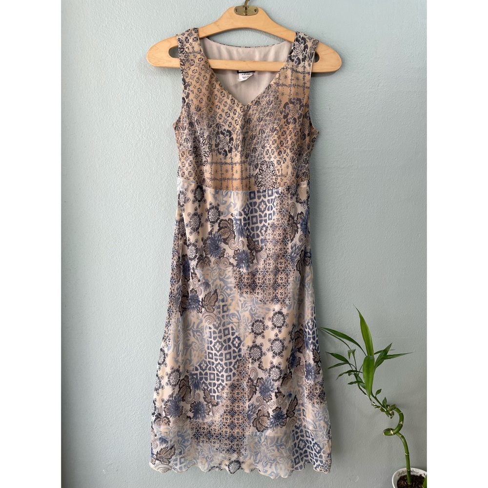 Believe Petite | Vintage 90s Y2k Mixed Print Sheer Sleeveless Dress